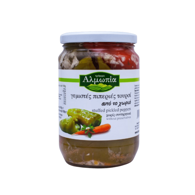Gefüllte Eingelegte Paprika (680g) Almopia von Almopia bei Araxxon  - Hochwertiges griechisches Produkt.   Gefüllte Eingelegte Paprika (680g) Almopia από Almopia στο Araxxon  - Αυθεντικό ελληνικό προϊόν.